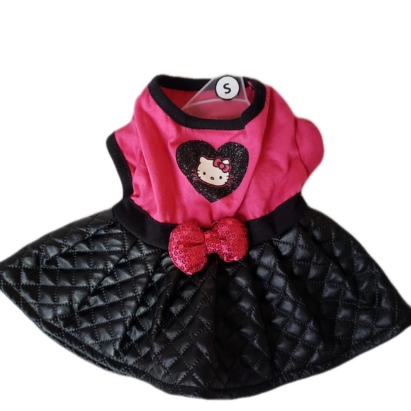 New Hello Kitty Pink & Black Quilted Dog Dress Size Small - Picture 1 of 2